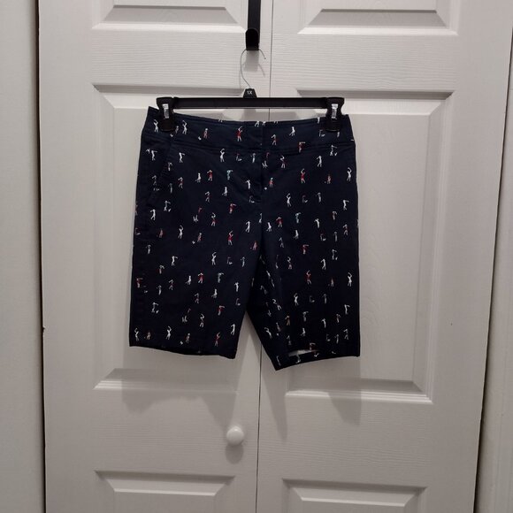 IZOD Golf Shorts Women’s Size 8 Navy Mini Golfer Print Stretch Casual Golf - Picture 4 of 9